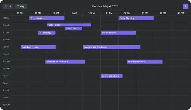 Digital kalender med tidsblock för planering under en arbetsdag